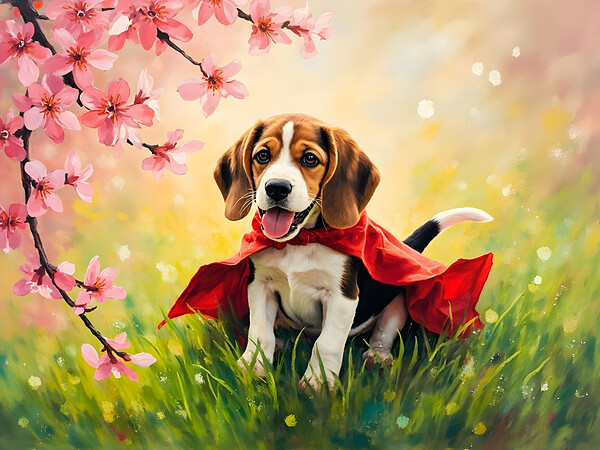 Beagle Puppy Feels Like A True Hero Print