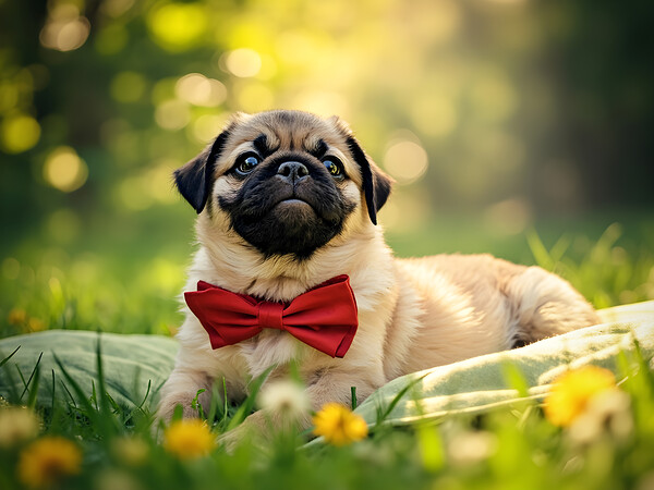 Pug Puppy Relaxes After Fun Day Print