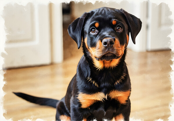 Eager Rottweiler Puppy Hopes For More Scratches Print