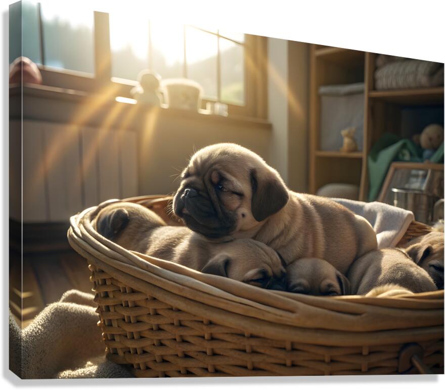 Pug Puppy Dreams In Warm Sunlight Canvas Print