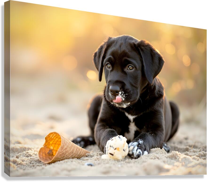 Happy Cane Corso Puppy Cleans Up After Ice Cream Adventure Canvas Print