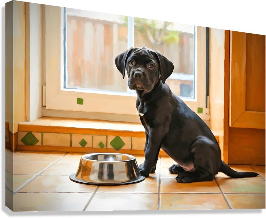 Cane Corso Puppy Discovers Dinner Time Canvas Print