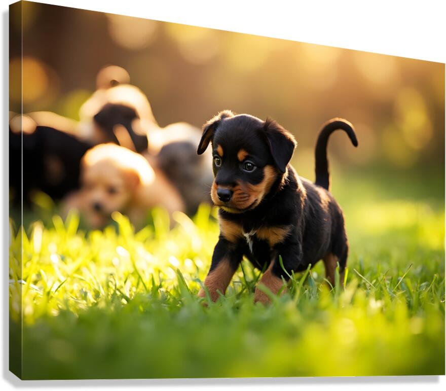 Rottweiler Puppy Ready To Play Canvas Print