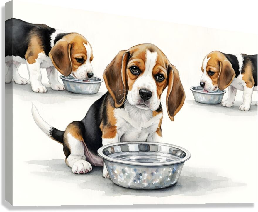 Beagle Puppy Satisfied After Drinking Water Canvas Print