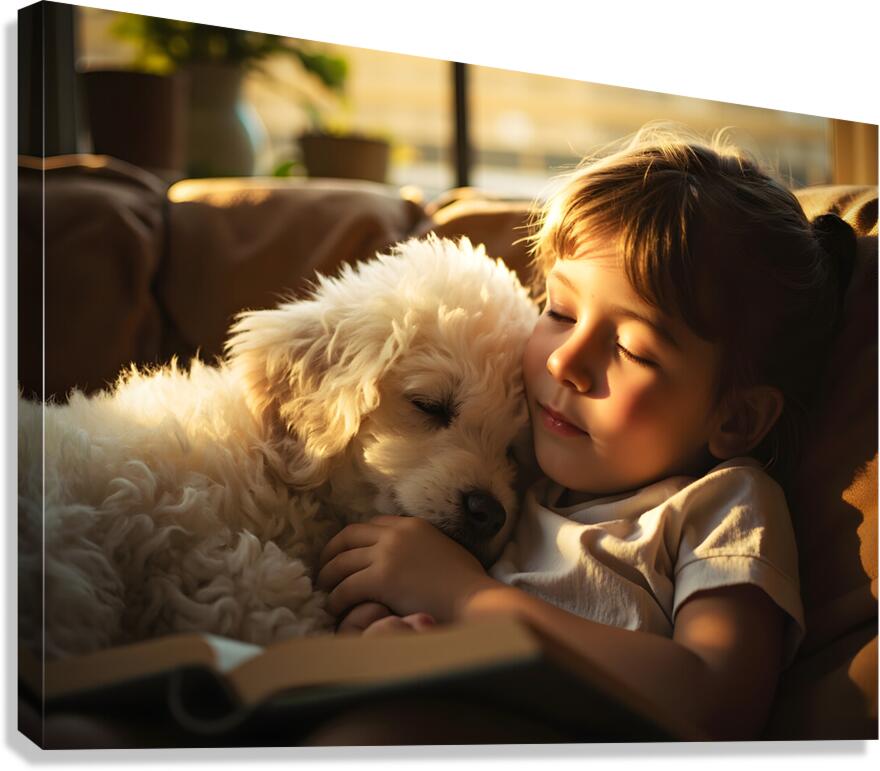 Poodle Puppy Dreams During Story Time Canvas Print