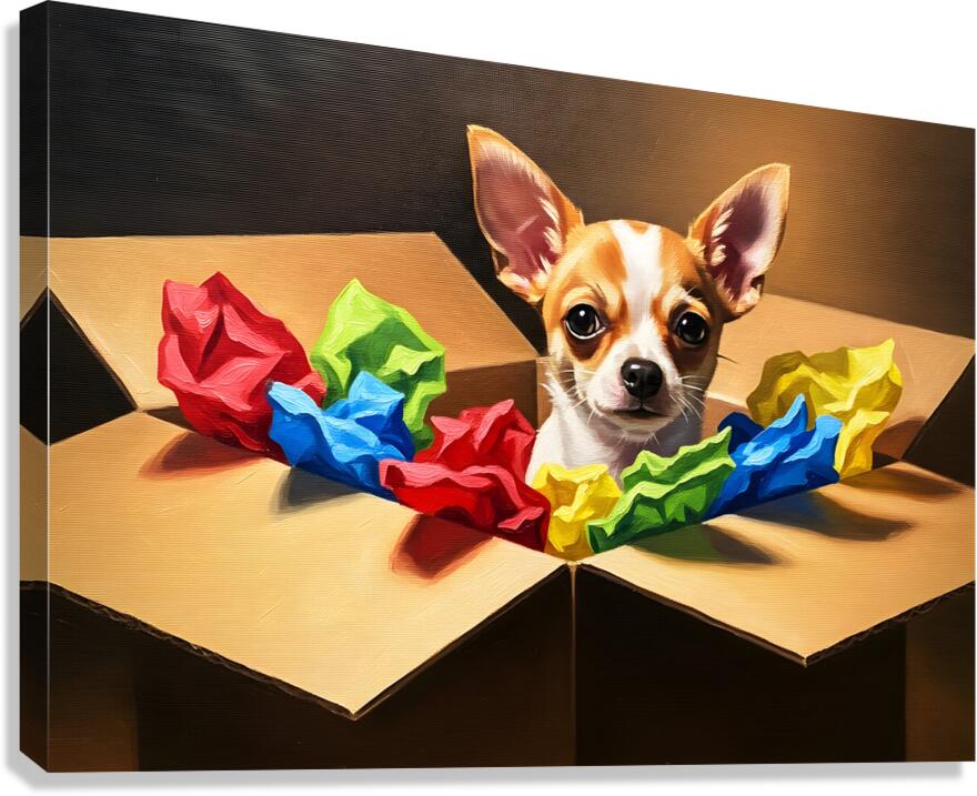 Chihuahua Puppy Naps After Christmas Present Adventure Canvas Print