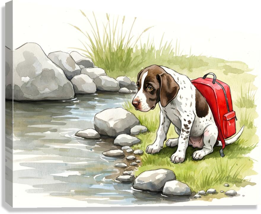Adventurous German Shorthaired Pointer Puppy Rests After Day Of Exploring Canvas Print