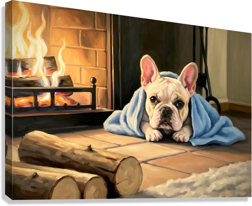 French Bulldog Puppy Happy And Warm After Beach Adventure Canvas Print