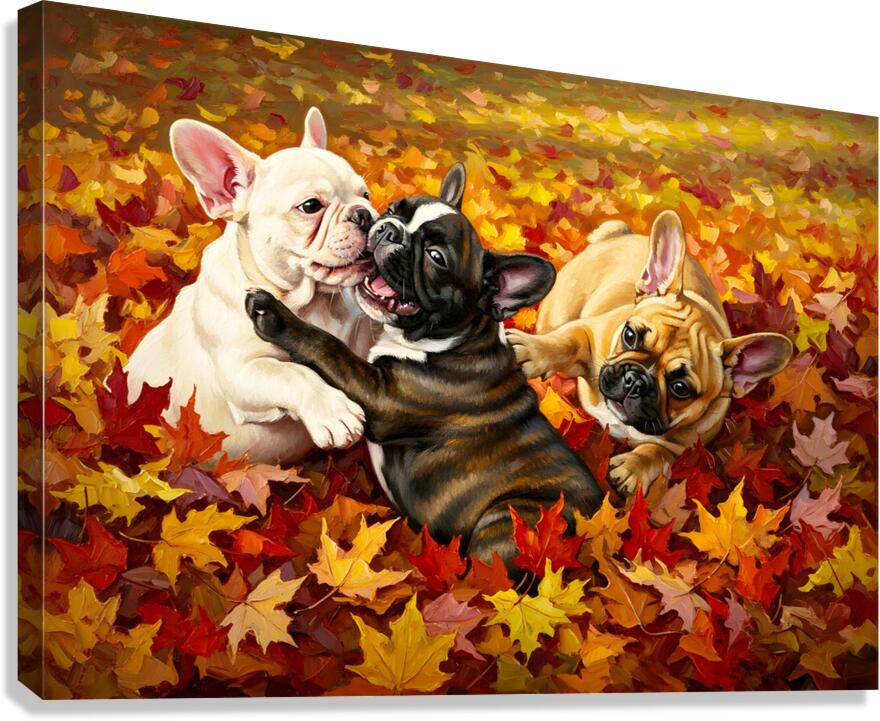 French Bulldog Puppy Rests After Autumn Play Canvas Print