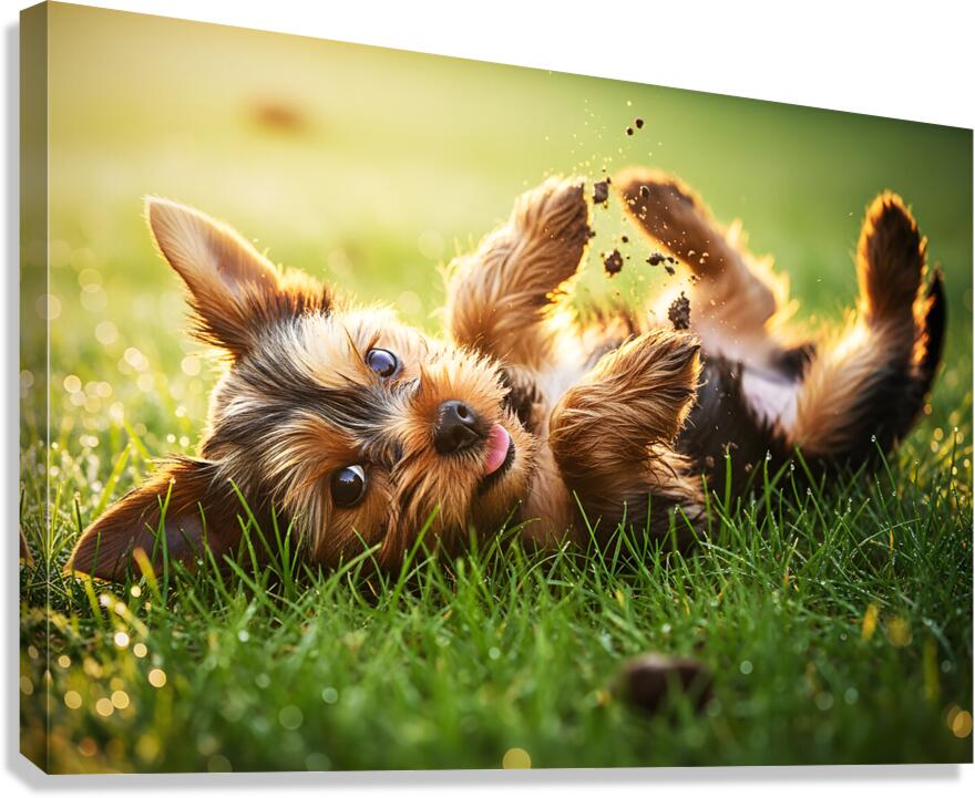 Tired Yorkshire Terrier Heads Home Canvas Print