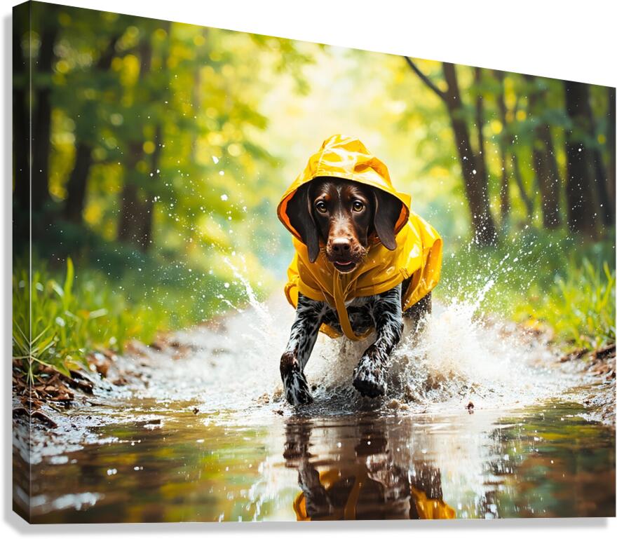 German Shorthaired Pointer Puppy Ready For Rainy Adventure Canvas Print