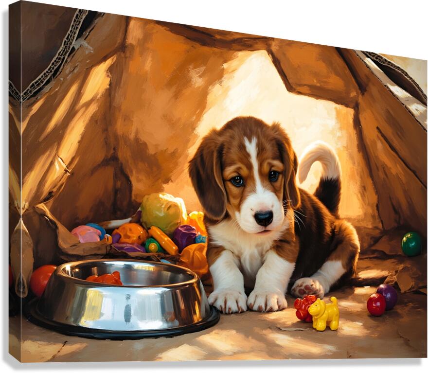 Beagle Puppy Discovers Perfect Hiding Spot Canvas Print