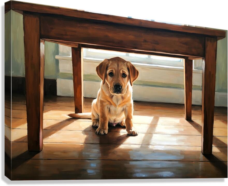 Brave Labrador Puppy Emerges After Storm Passes Canvas Print