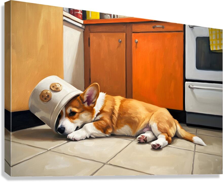 Free Corgi Puppy Celebrates His Escape Canvas Print