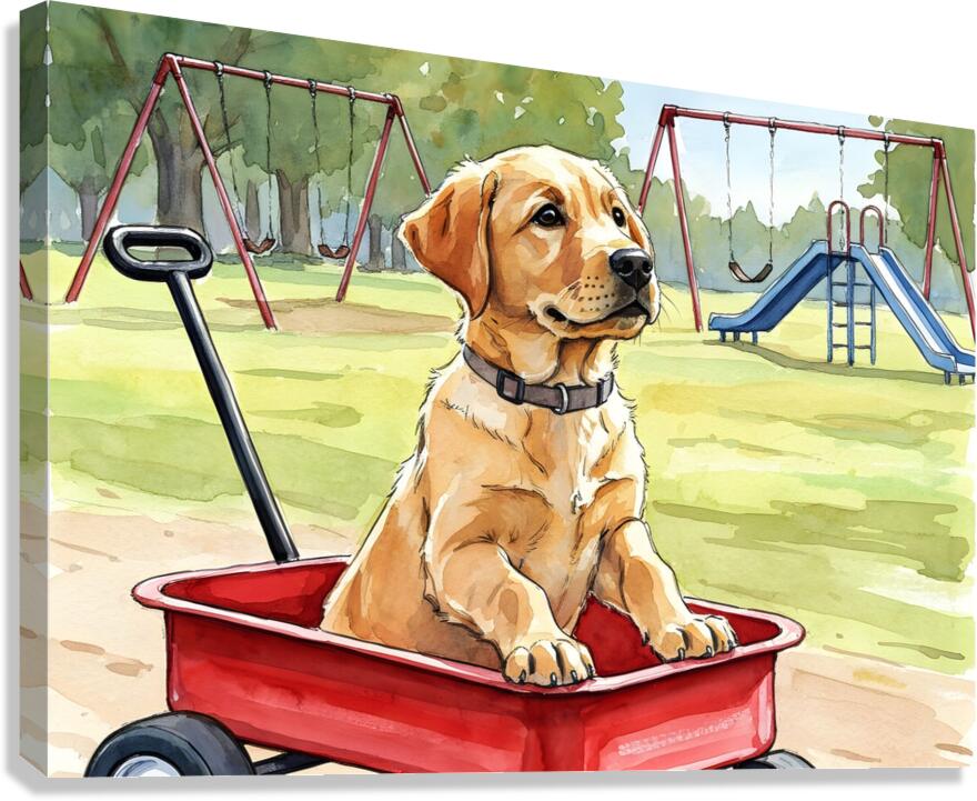 Happy Puppy Relaxes After Fun Adventure Canvas Print