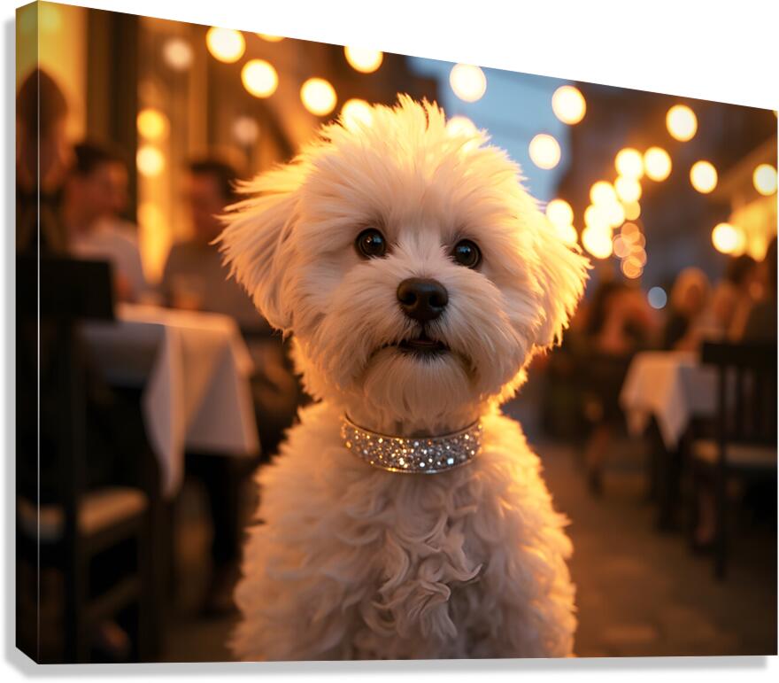 Bichon Frise Puppy Rests After Fun Evening Canvas Print