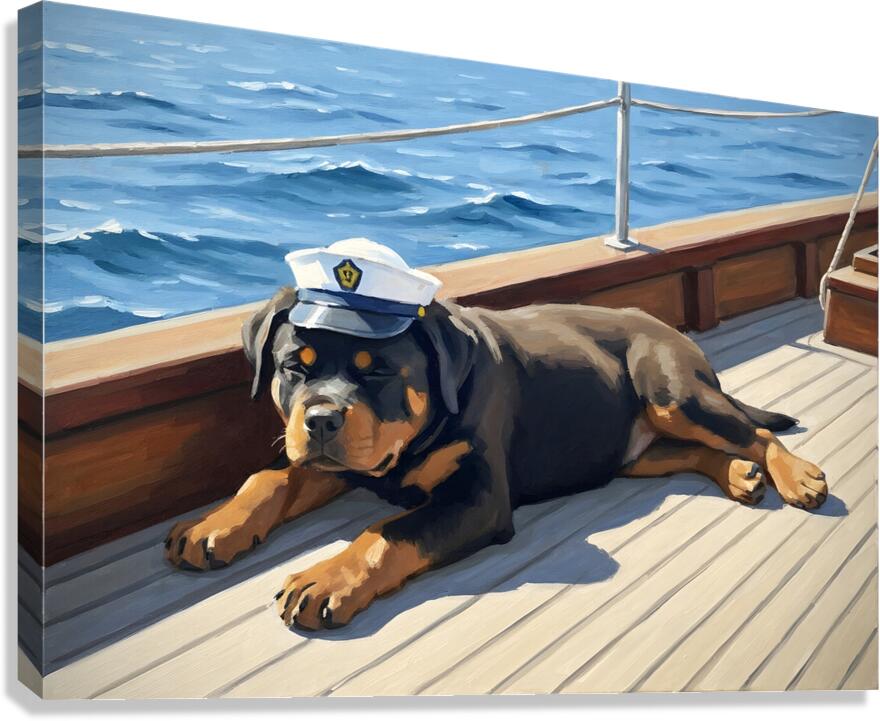 Brave Puppy Navigator Spots Land Ahead Canvas Print