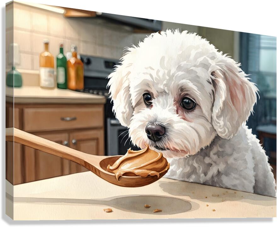 Bichon Frise Puppy Discovers Something New Canvas Print