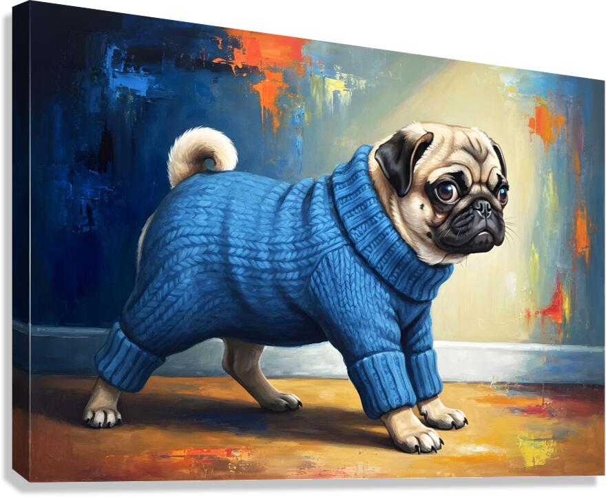 Pug Puppy Successfully Escapes Sleeve Canvas Print