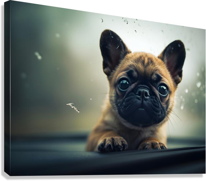 Content Pug Puppy Settles Down To Watch Rain Canvas Print