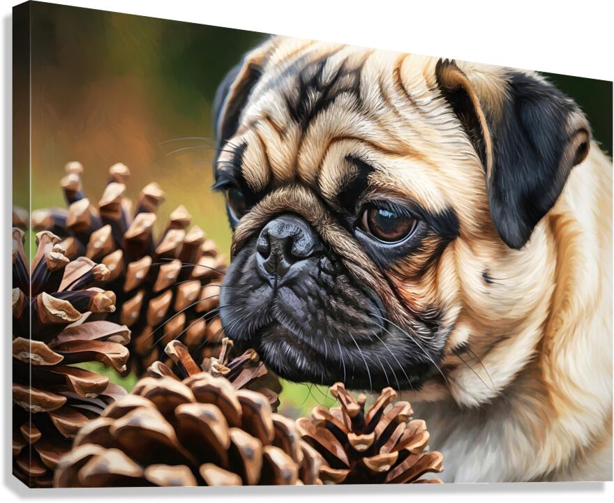 Pug Puppy Discovers Interesting Scents On Floor Canvas Print