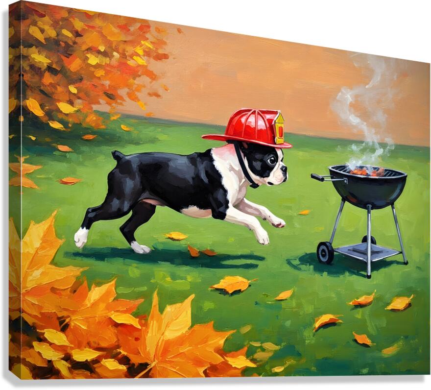 Heroic Boston Terrier Puppy Successfully Completes First Mission Canvas Print