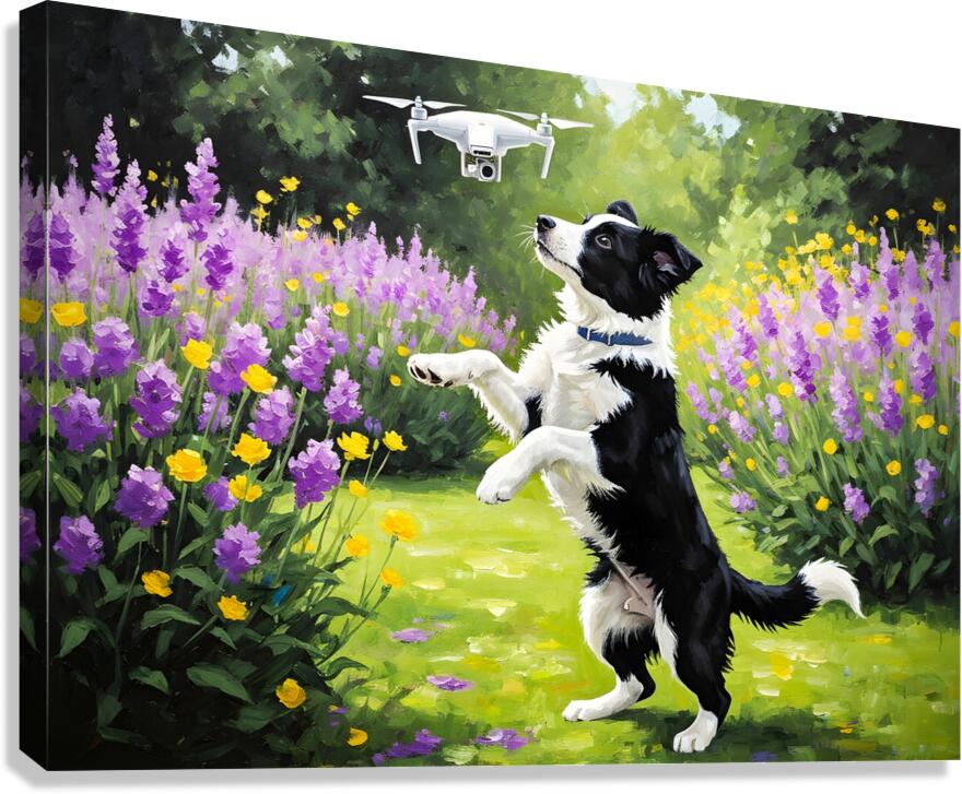 Border Collie Puppy Spots Something In The Sky Canvas Print