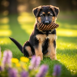 German Shepherd Puppy Returns Pinecone For Another Round