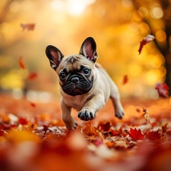Pug Puppy Discovers Mountain Of Autumn Leaves