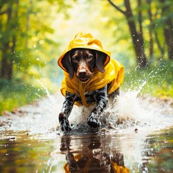 German Shorthaired Pointer Puppy Ready For Rainy Adventure