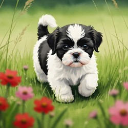 Shih Tzu Puppy Happy In Grass