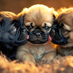 Pug Puppy Rests After Exciting Play Session
