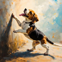 Beagle Puppy Discovers Dancing Wall Shadows