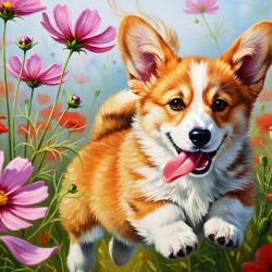 Corgi Puppy Discovers Magical Wildflower Meadow