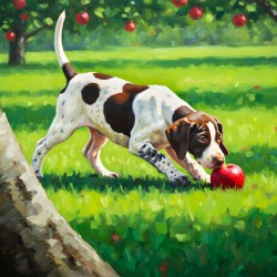 German Shorthaired Pointer Puppy Discovers Apple Orchard