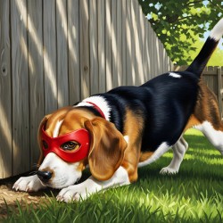 Beagle Puppy Discovers His Superhero Mask