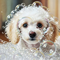 Happy Poodle Puppy After Bubble Adventure