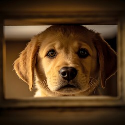 Puppy Waits For Visitors To Arrive
