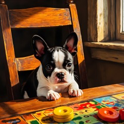 Puppy Proudly Holds Game Piece In Mouth