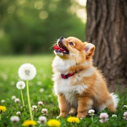 Playful Pomeranian Puppy Finds New Fun Around The Tree