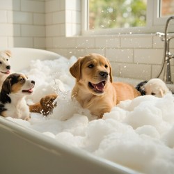 Labrador Puppys First Bath Time Adventure