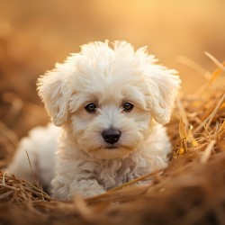 Bichon Frise Puppy Discovers Farm Haystack Adventure