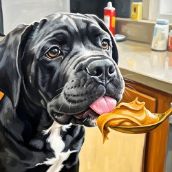 Curious Cane Corso Puppy Discovers New Treat