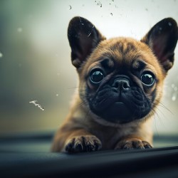 Content Pug Puppy Settles Down To Watch Rain