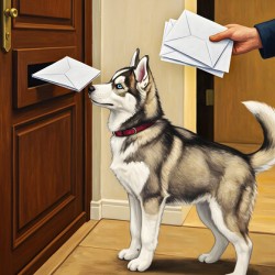 Curious Husky Puppy Discovers The Mail Slot
