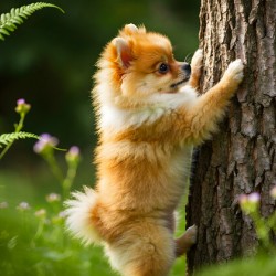 Pomeranian Puppy Discovers The Perfect Climbing Challenge