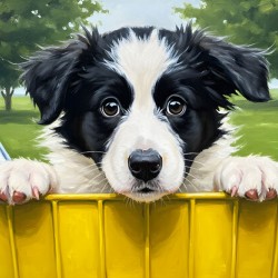 Border Collie Puppys First Bicycle Basket Adventure Begins