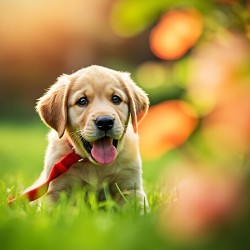 Tired Puppy Rests After Leash Adventure