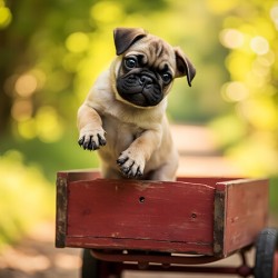 Pug Puppys First Wagon Ride Adventure