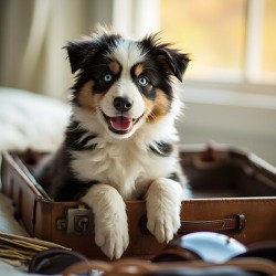 Content Puppy Settles Down For Suitcase Journey